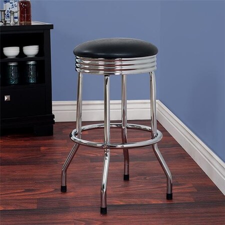 Trademark Gameroom Retro Ribbed Swivel Bar Stool, Chrome
